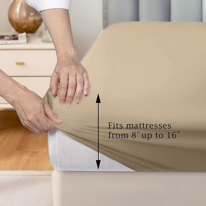 FreshCulture Pure Cotton Fitted Sheets King Size, 300 Thread Count Percale - Image 3