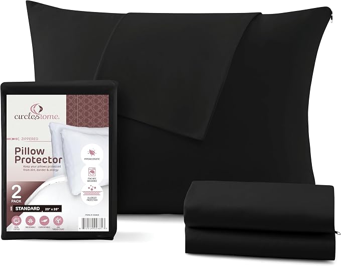 CirclesHome Pillow Protectors 2 Pack Standard Zippered by CirclesHome
