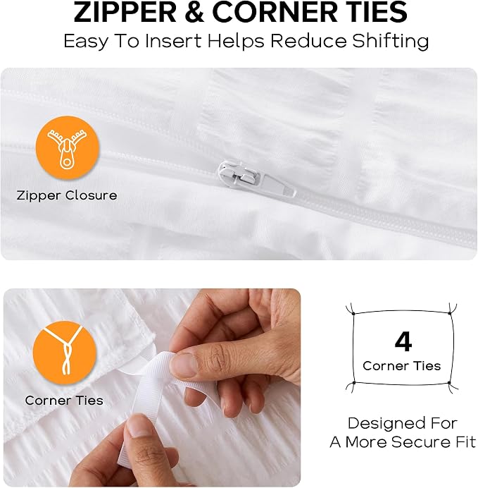 Cozyide White Twin Duvet Cover, 2 Pieces Bedding Duvet Covers, Soft Breathable - Image 5
