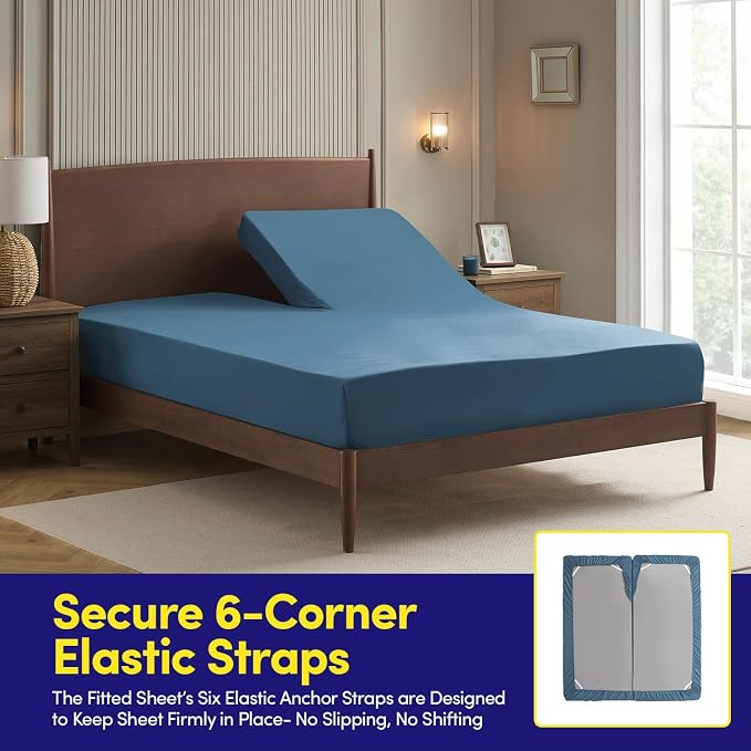 Split Head King Sheets Set for Adjustable Beds 4 Piece Flex Top Bed Sheets – - Image 4