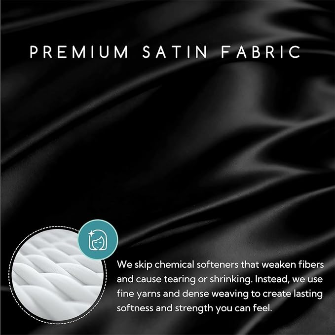 MR&HM Satin Bed Sheets, Queen Size Sheets Set - Image 2