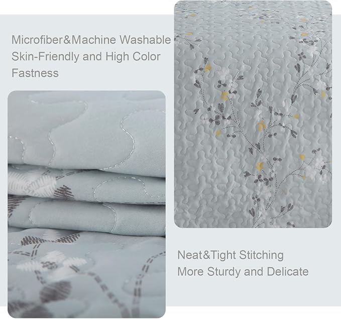 Exclusivo Mezcla Reversible Boho Quilts King Size, Light Blue Bedspreads - Image 5