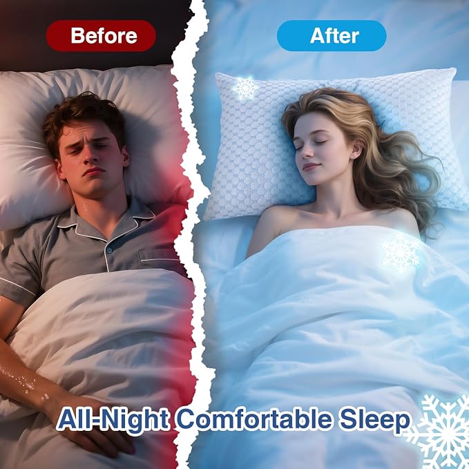 Favocama Cooling Pillow for Sleeping, Shredded Memory Foam Pillows King Size - Image 8