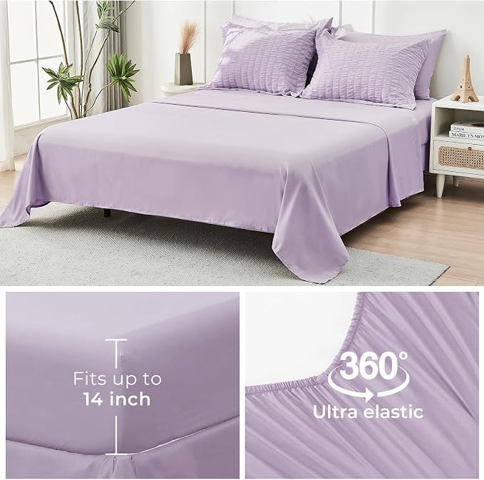 HYMOKEGE Lavender Twin Comforter Set Seersucker 5 Pieces, All Season Luxury Bed - Image 7