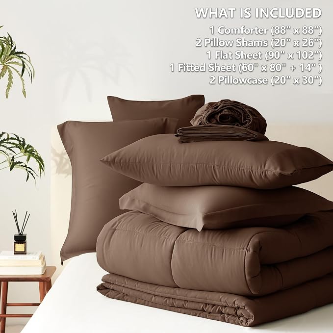 CozyLux Queen Comforter Set Brown - Image 5