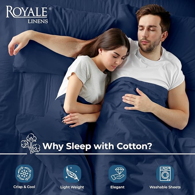 Royale Linens 100% Organic Cotton Queen Flat Sheet Only - Image 3