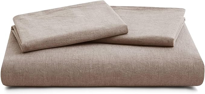 100% Cotton Duvet Cover Queen Size, Mauve Brown Linen-Like Natural Bedding Set - Image 7