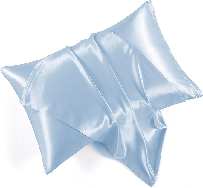 Light Blue Satin Pillowcases by HommxJF