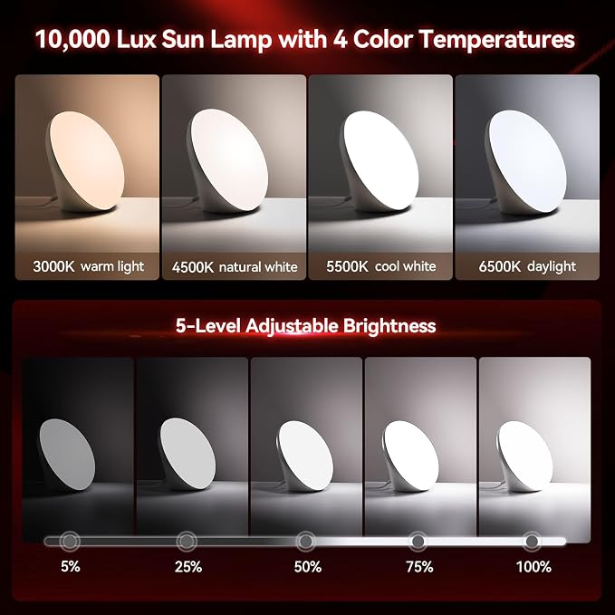 670nm Red Light Therapy Sleep Device & 10, 000 Lux Sun Lamp – Dual Function - Image 5
