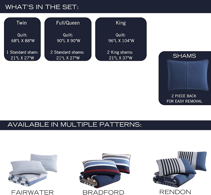 Nautica - King Quilt Set, Reversible Cotton Bedding - Image 9
