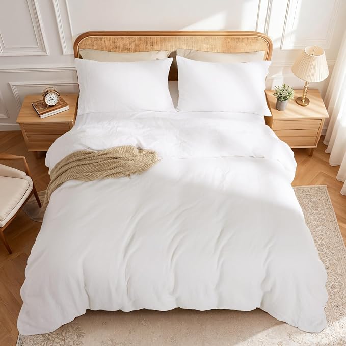 LBRO2M 100% France Linen Duvet Cover Set Cal King Size 3 Pcs Natural Flax - Image 2