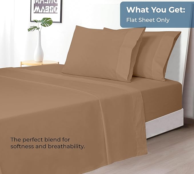 Royale Linens 100% Organic Cotton Full Flat Sheet Only - Image 5