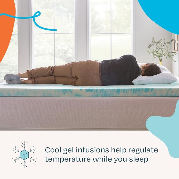 Linenspa 3 Inch Swirl Gel Memory Foam Mattress Topper, Twin Size – Cooling Gel - Image 2