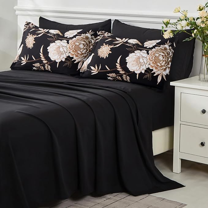 Yogeneg 7 Piece Bed in a Bag Queen Comforter Set Botanical Floral Bedding Set - Image 4