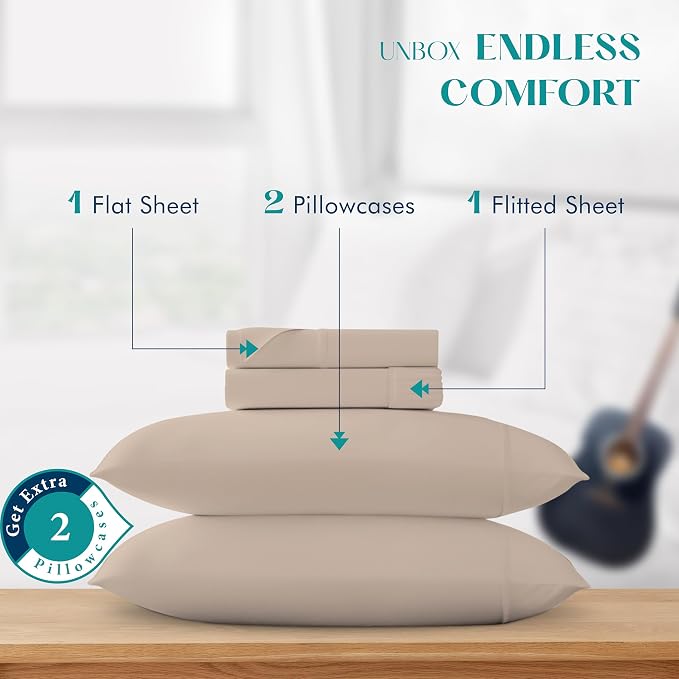 XOOX Linen 100% Egyptian Cotton Sheets California King Size - Image 3