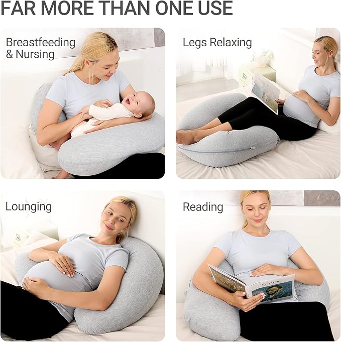 Momcozy Pregnancy Pillows for Side Sleeping, J Shaped Maternity Body Pillow for - Image 7