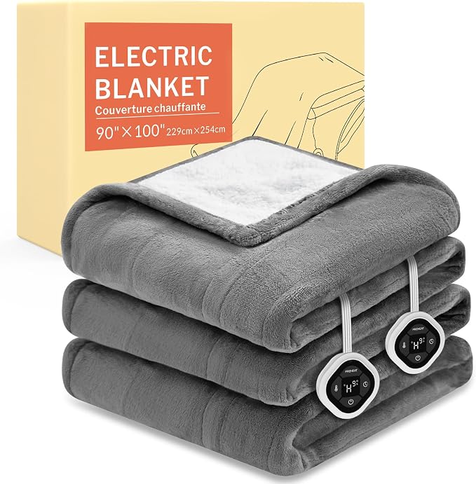 HOMLYNS LuxeHeat Heated Blanket Electric Blanket King Size, Soft Flannel Sherpa by HOMLYNS