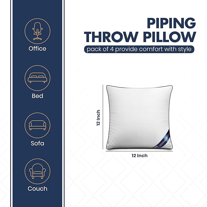 Utopia Bedding Throw Pillow Inserts, 12 x 12 Inches Decorative Indoor Pillows - Image 2