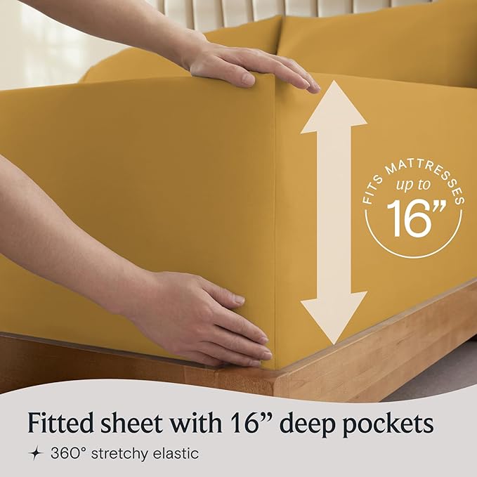LuxClub 4 PC California King Sheet Set, Breathable Luxury Bed Sheets, Deep - Image 6