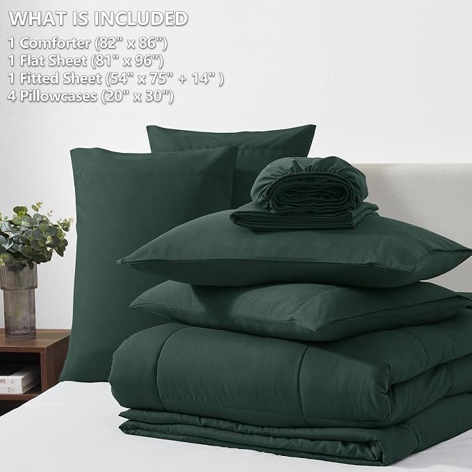 CozyLux Full Size Comforter Sets Forest Green, 7 Pieces Bed in a Bag, All - Image 6