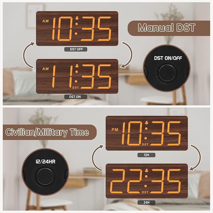 DreamSky Wooden Digital Alarm Clock - Image 5