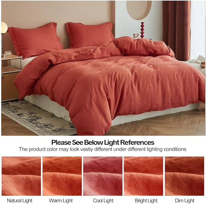 Simple&Opulence 100% Linen Duvet Cover Set 3pcs Basic Style Natural French - Image 6
