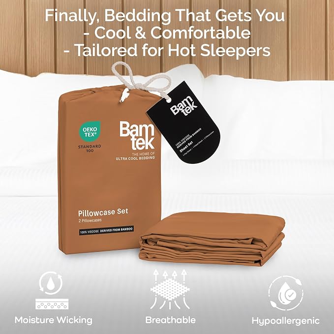 Pillow Cases King Size Set of 2 Pillowcases 100% Viscose from Bamboo Cooling - Image 3
