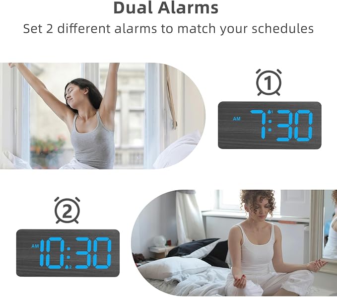 uscce Wooden Digital Alarm Clocks - Image 5