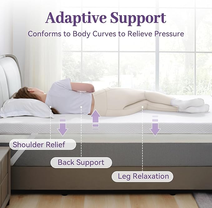 SINWEEK 3 Inch Gel Memory Foam Mattress Topper Twin Size, Ventilated High - Image 2