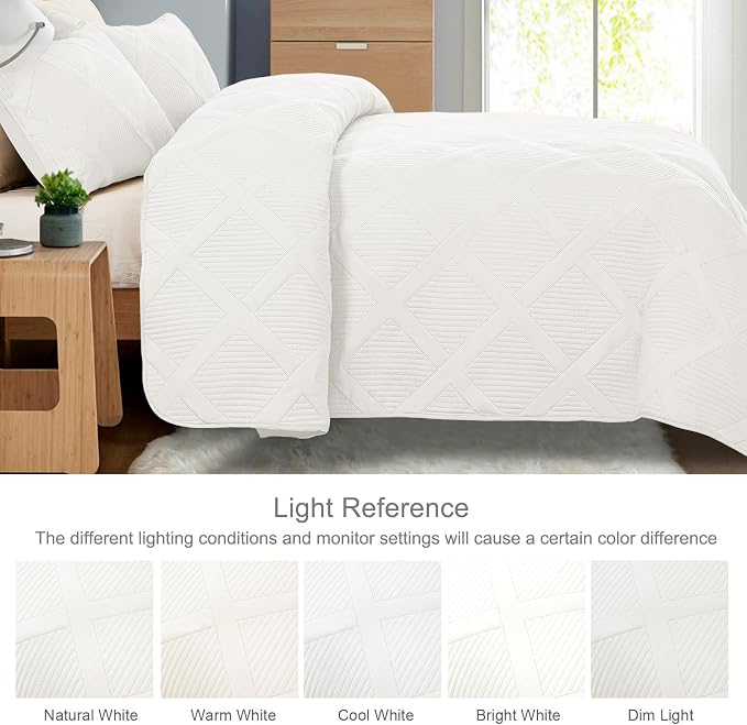 Exclusivo Mezcla Oversized King Quilt Set- White Cal King Quilts Bedding Set - Image 3