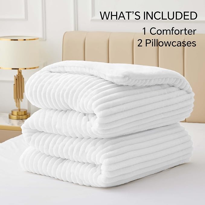 BEDELITE Fleece California King Comforter Set -Super Soft & Warm Fluffy Bright - Image 6