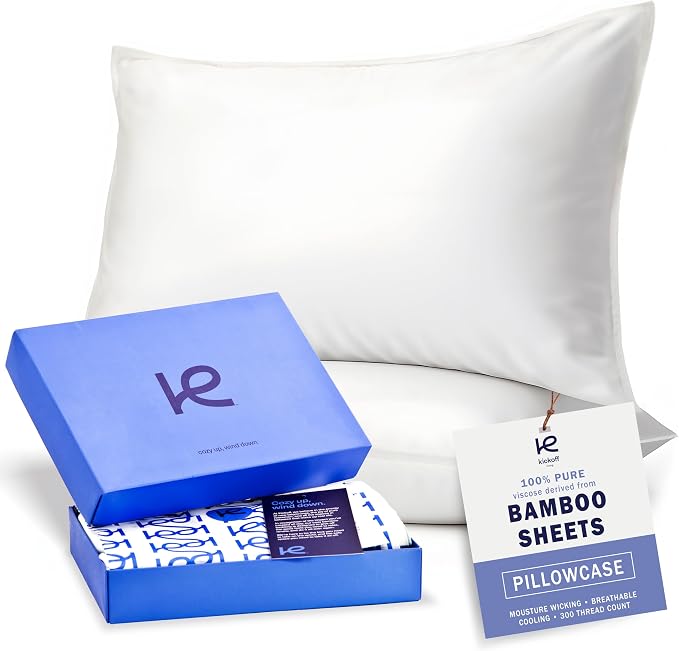 Kickoff Viscose Bamboo Pillowcase, 100% Organic Hidden Zippered Viscose Bamboo by KickoffHome