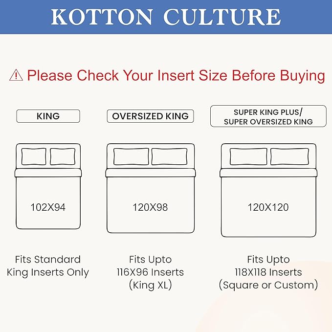 Kotton Culture 120"x98" 3 Pc Oversized King Duvet Cover Set 100% Egyptian Cotton - Image 3