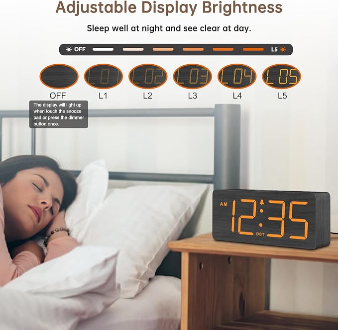 DreamSky Wooden Digital Alarm Clock - Image 4