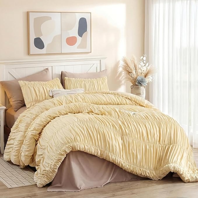 weigelia Cinched Comforter Set Full – Soft Girl Ruched Bedding Set, Apartment & by WEIGELIA