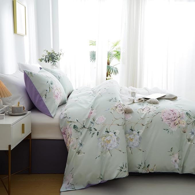 BOLINLIVING Floral Duvet Cover Queen Size 3 Pieces, Flower Duvet Cover - Image 5