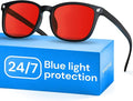Gaoye Black with Red Lenses Blue Light Glasses by Gaoye