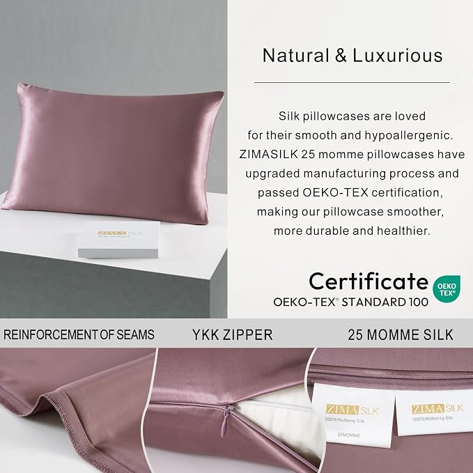 ZIMASILK 25 Momme 100% Pure Mulberry Silk Pillowcase - Image 4