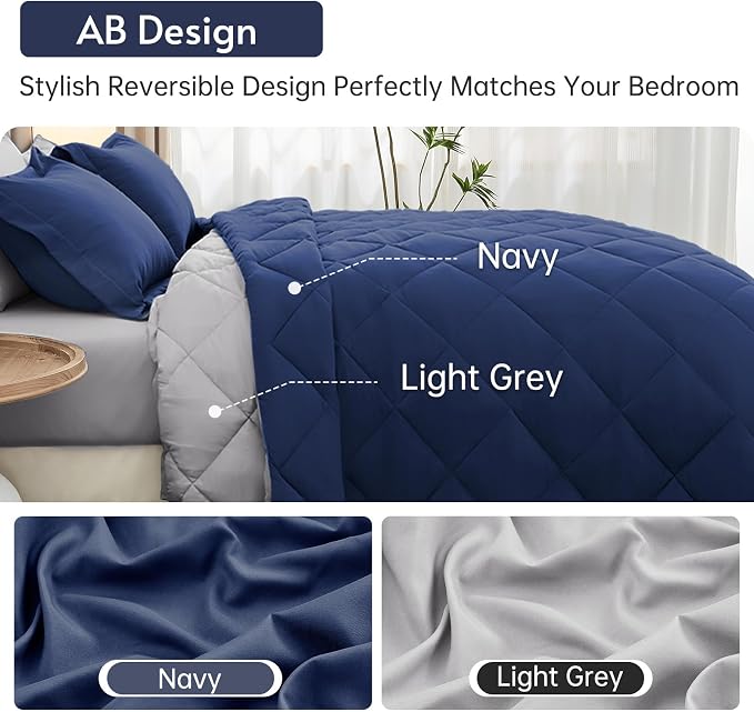 MUXHOMO 7 Pieces Oversized King Comforter Set, Reversible Bed in a Bag - Image 3