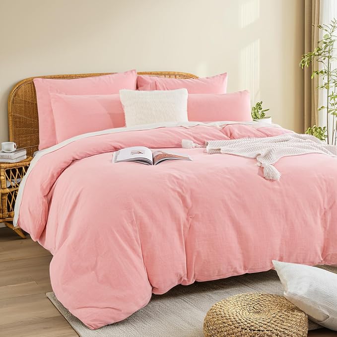 NEXHOME PRO Duvet Cover Full 100% Washed Cotton, Organic Natural Linen Like - Image 3
