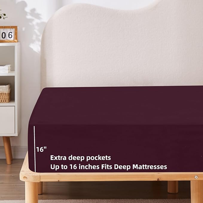 HBHLFZ Queen Fitted Sheet Only, Soft Breathable Bottom Sheet - Image 3