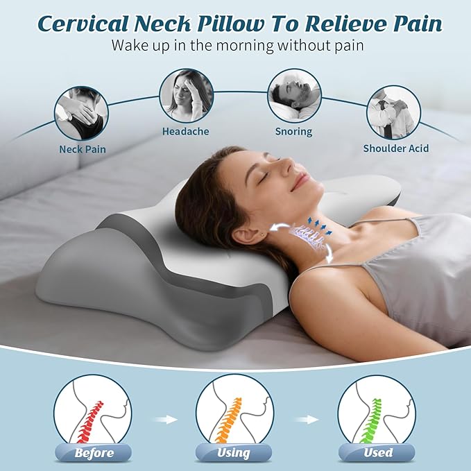 Cervical Neck Pillow for Pain Relief, Bed Pillows for Head Neck Shoulder Support - Image 2