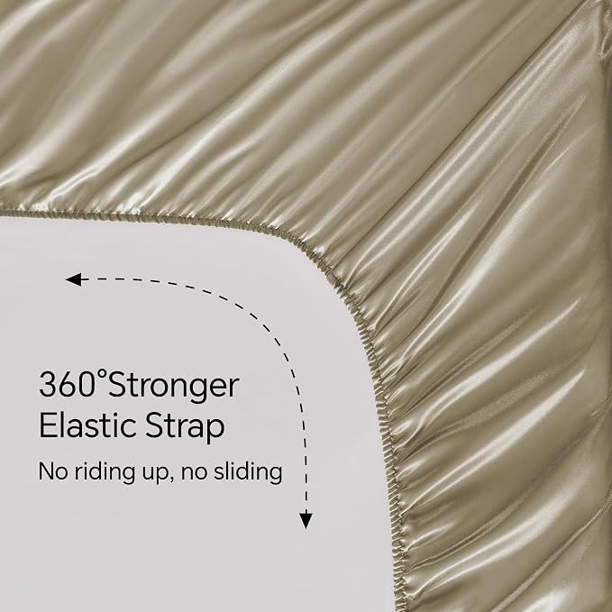 BEDELITE King Size Sheets Set, Luxury Soft Taupe Satin Sheets - Image 5