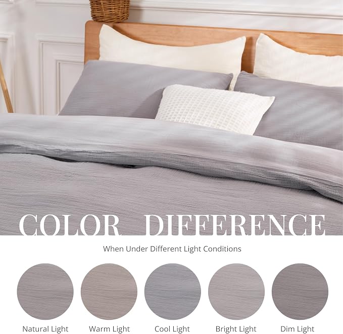 Gray Duvet Cover King, 100% Sandwashed Cotton Soft King Size Duvet Cover Set 3 - Image 5