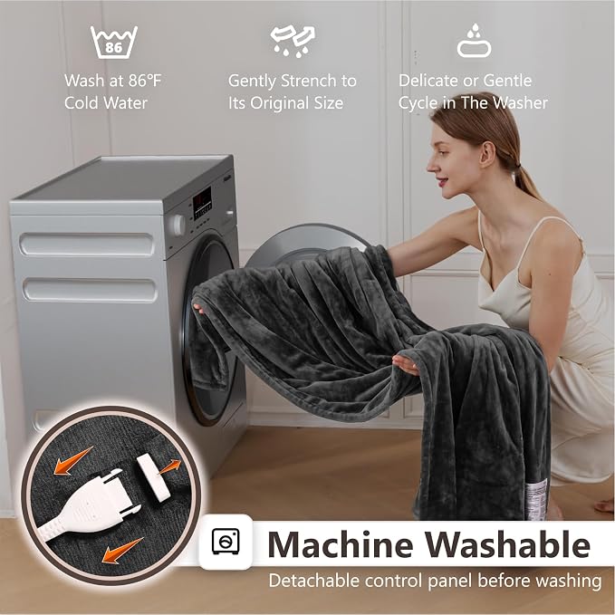 Wapaneus Heated Blanket Electric King Size 90"x100"-Dual Control - Image 5