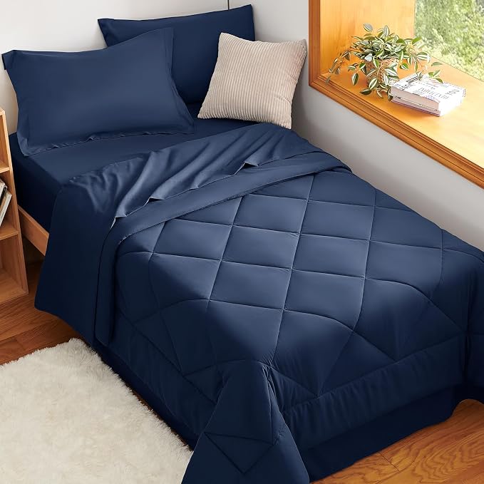 CozyLux Twin XL Comforter Set Navy Blue - Image 5