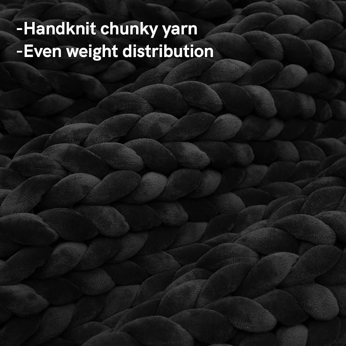 YnM Velvet Weighted Blanket, Handmade Chunky Knitted Design, Soft and Cozy - Image 2