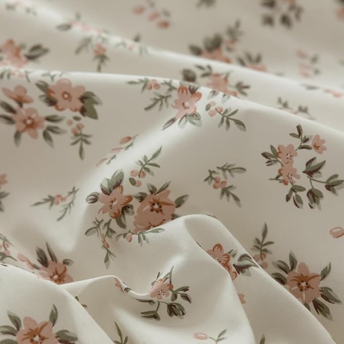 mixinni Vintage Style Girls Pale Pink Flower Pattern Duvet Cover Twin Soft - Image 4