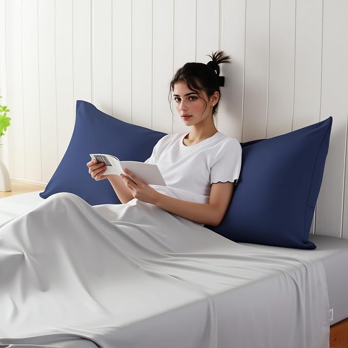 1 Pack Body Size Bamboo Viscose Zippered Pillow Case, 400 Thread Count Cooling - Image 3