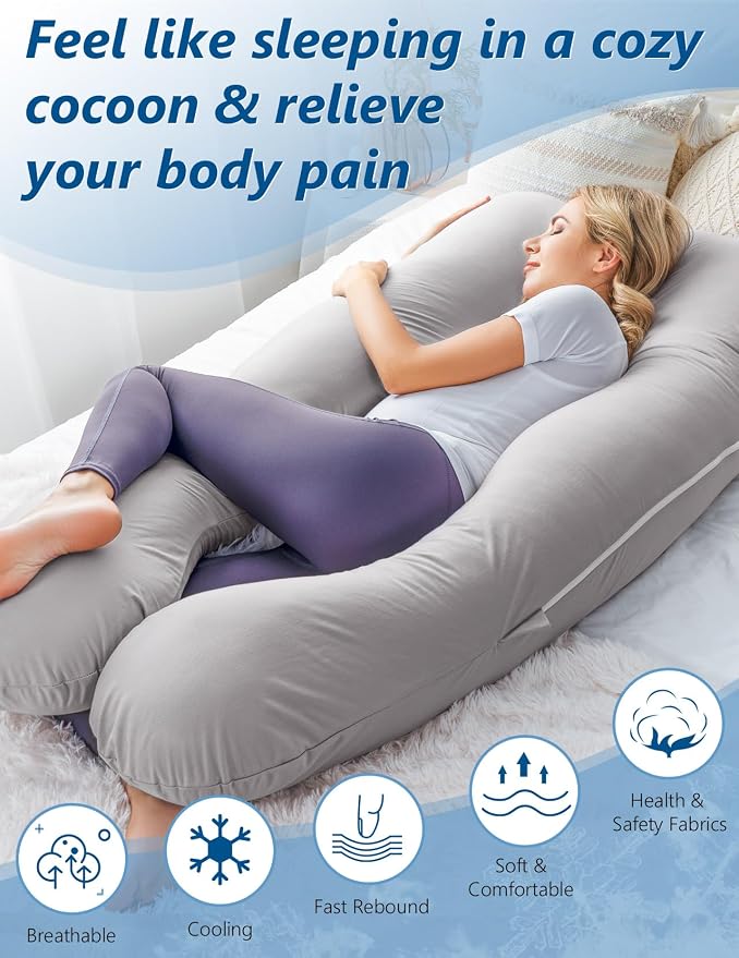 Meiz Pregnancy Pillow, Cooling Silky Pregnancy Pillows - Image 4
